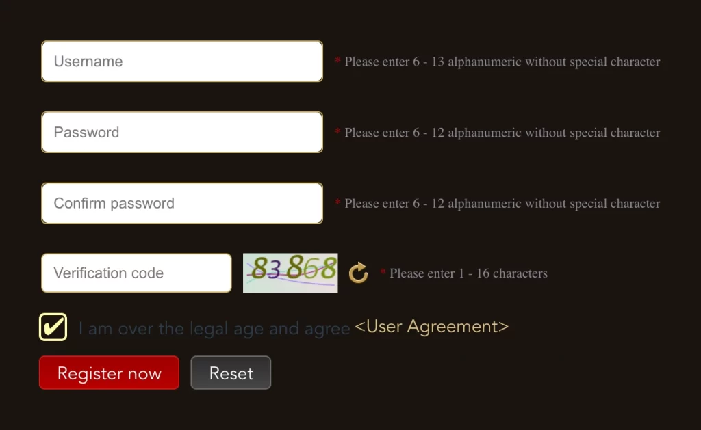 Mobile user registering through the JILIPH123 app interface