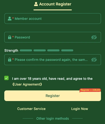 JILIPH123 register form with user details and sign-up button